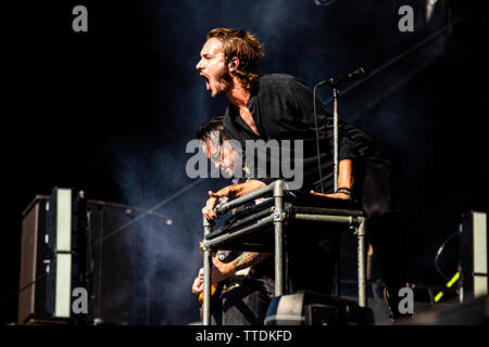 Florenz Italien 16. Juni 2019 Redakteure leben in Firenze Rocks - Ippodromo del Visarno - Sänger Tom Smith tritt in Firenze © Andrea Ripamonti/Alamy auf Stockfoto