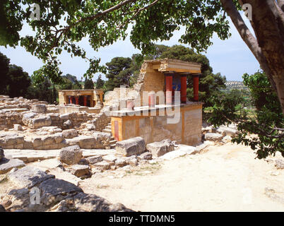 Norden Pfeilerhalle, minoische Palast von Knossos (Knosos), Heraklion (Irakleio), Region Irakleio, Kreta (Kriti), Griechenland Stockfoto