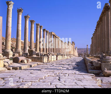 Cardio Maximus, die antike Stadt Jerash (gerasa), Irbid, Maan, Königreich Jordanien Stockfoto