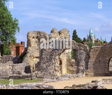 Ruinen von Wolvesley Schloss (der alte Bischofspalast), Winchester, Hampshire, England, Vereinigtes Königreich Stockfoto