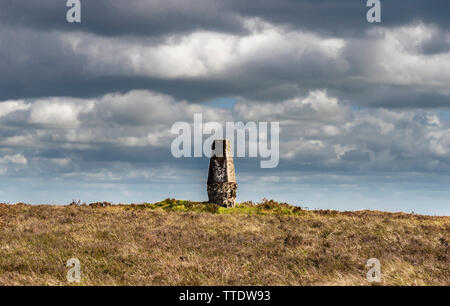 Trig point auf Wolftrap Berg, Slieve Bloom Mountains, County Offaly, Irland Stockfoto