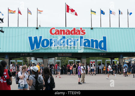 Canada's Wonderland Freizeitpark Eingang in Vaughan, Ontario, Kanada Stockfoto