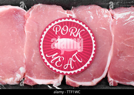 Verpackt Stück Schweinefleisch, Nahaufnahme Stockfoto