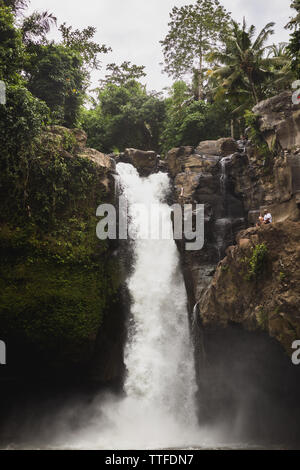 Touristen genießen den Blick auf Tegenungan Wasserfall in Bali, Indonesien Stockfoto
