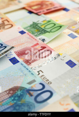 Hintergrund der Euro-Banknoten Stockfoto