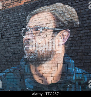 Jürgen Klopp Portrait, Liverpool FC Manager der street artist Akse, Jamaica Street, Liverpool, Großbritannien Stockfoto