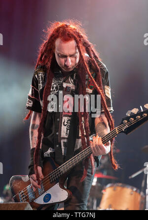 Jeremy Cunningham mit den Levellers in der cropredy Fairport Convention Cropredy, Oxfordshire, UK Stockfoto