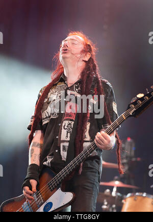 Jeremy Cunningham mit den Levellers in der cropredy Fairport Convention Cropredy, Oxfordshire, UK Stockfoto