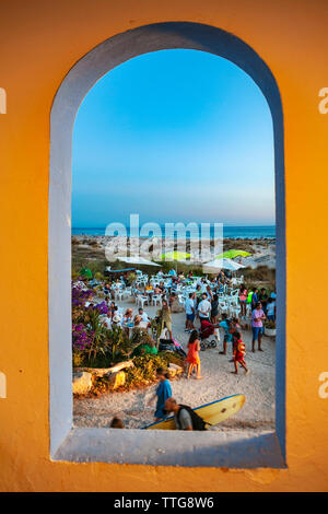 La Ballena Verde Bar Chiringuito. Zahara de los Atunes. Barbate Gemeinde. Costa de la Luz. Cadiz Provinz. Andalusien. Andalusien. Spanien Stockfoto