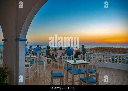 La Ballena Verde Bar Chiringuito. Zahara de los Atunes. Barbate Gemeinde. Costa de la Luz. Cadiz Provinz. Andalusien. Andalusien. Spanien Stockfoto