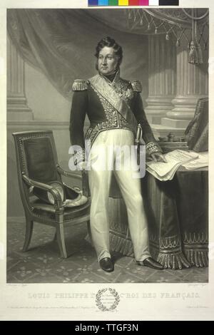 Louis Philipp, König der Franzosen, aquatinta/Mischtechnik von Jean Pierre Marie Jazet basierend auf einem Gemälde von Nicolas Gosse, Additional-Rights - Clearance-Info - Not-Available Stockfoto