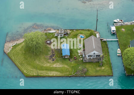 House, St. Clair River Estuary, Anchor Bay, Michigan Stockfoto