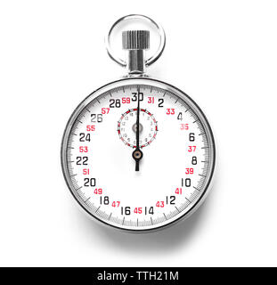 Stoppuhr isoliert auf weißem, in der Nähe Stockfoto