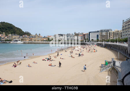 Playa de la Concha Strand von San Sebastian im Baskenland Spanien Stockfoto