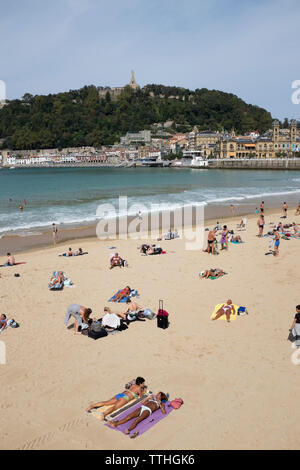 Playa de la Concha Strand von San Sebastian im Baskenland Spanien Stockfoto