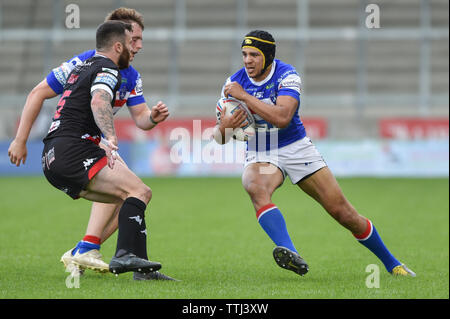 Salford, UK, 16. 6. 2019. 16. Juni 2019. AJ Bell Stadium, Salford, England; Rugby League Betfred Super League, Salford Rote Teufel vs Wakefield Trinity; Ben Jones-Bishop von Wakefield Trinity. Dean Williams/RugbyPixUK Stockfoto