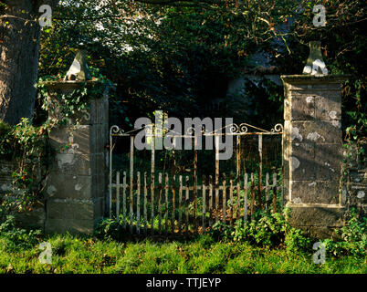 Anzeigen NW der das Tor zum Süden Innenhof von Caerau spät C 17 Haus N der Llanfairynghornwy, Isle of Anglesey, Wales, UK. Stockfoto