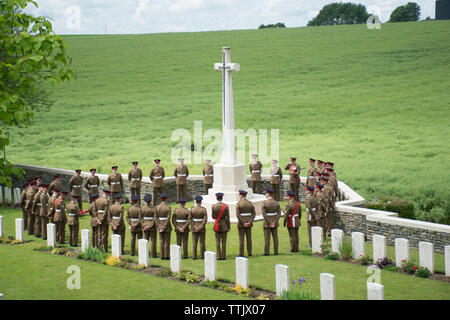 Cambrai WW1 War Memorial - mit PWRR (Prinzessin von Wales Royal's Regiment) Stockfoto