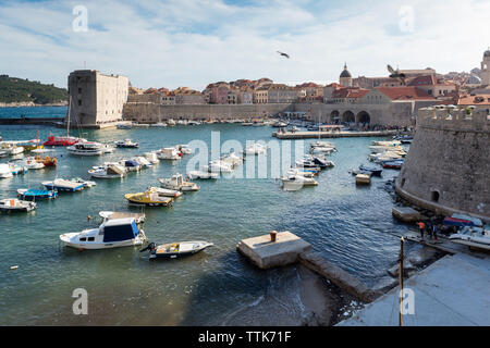 03. Mai 2019, Dubrovnik, Kroatien. Alte Stadt Port. Stockfoto