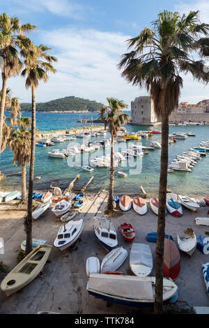 03. Mai 2019, Dubrovnik, Kroatien. Alte Stadt Port. Stockfoto