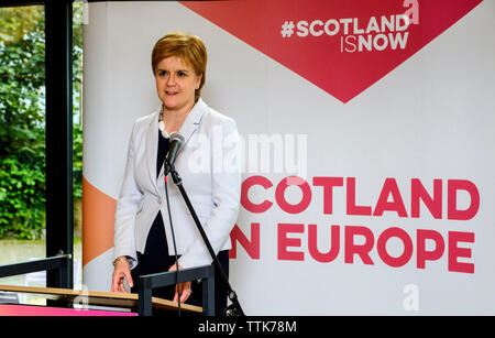 Nicola Sturgeon, Erster Minister Schottlands Öffnen der Made in Schottland Festival in Brüssel am 11. Juni 2019 Das Edinburgh Festival Fringe, hielt ich Stockfoto