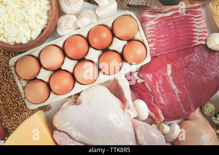 Produkte, die Proteine und Fette, in der Nähe Stockfoto