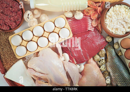 Produkte, die Proteine und Fette, in der Nähe Stockfoto