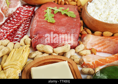 Produkte, die Proteine und Fette, in der Nähe Stockfoto