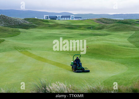 Anzeigen von machrie Golf Links Golf Course auf Islay. In der Inneren Hebriden, Schottland, Großbritannien Stockfoto