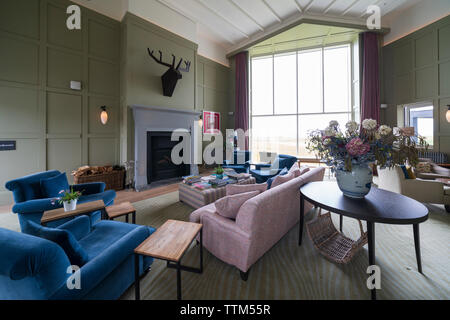 Innenraum der Machrie Golf Links Hotel auf Islay. In der Inneren Hebriden, Schottland, Großbritannien Stockfoto