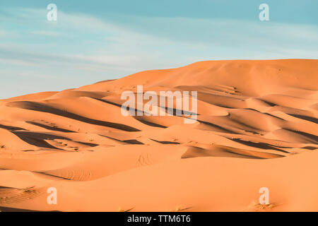 Malerische Aussicht von Merzouga Wüste gegen Sky Stockfoto