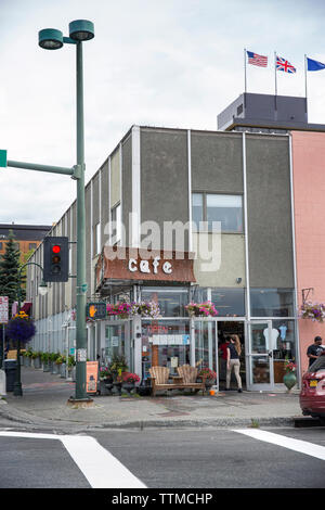 USA, Alaska, Anchorage, ein Café im Herzen der Innenstadt von Anchorage entfernt Stockfoto