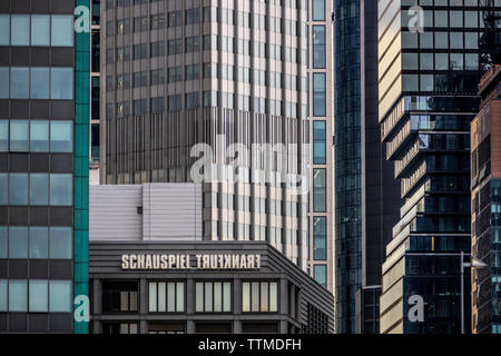 Frankfurt am Main, Wolkenkratzer im Financial District, unterschiedlichen Fassaden, Details, Stockfoto