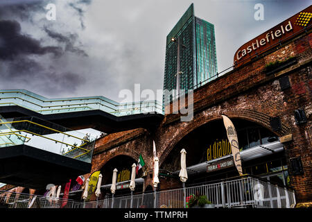 Düster, dunkler Tag in Manchester, Großbritannien Stockfoto