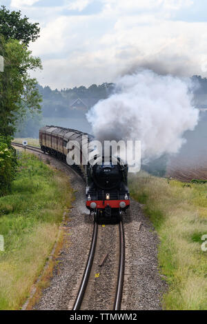 Flying Scotsman Dampf Motor von Worcester nach London Paddington Stockfoto