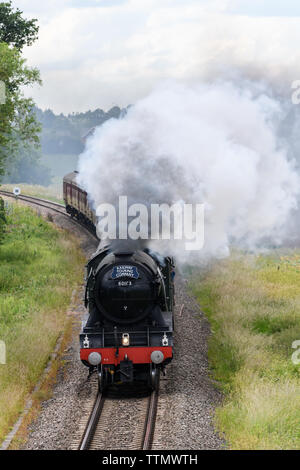 Flying Scotsman Dampf Motor von Worcester nach London Paddington Stockfoto