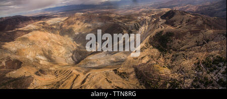 Hohen Winkel malerischen Blick auf Bingham Canyon Stockfoto