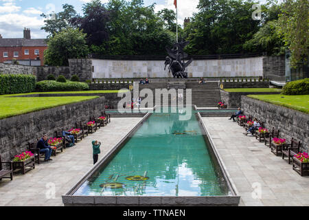 Der Garten der Erinnerung in Parnell Square, Dublin, Irland, um all diejenigen, die ihr Leben für die Sache der irischen Freiheit gab. Stockfoto