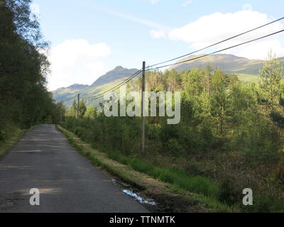 Die schmale Landstraße, endet bei rowardennan am östlichen Ufer des Loch Lomond; Gateway des Ben Lomond pathway und den West Highland Way Stockfoto