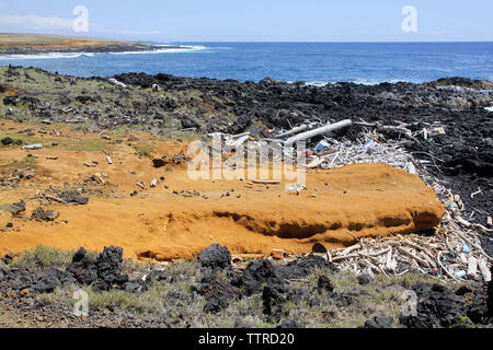 Kunststoff gewaschen an Land an Papakolea, Kau, Hawaii Insel Stockfoto
