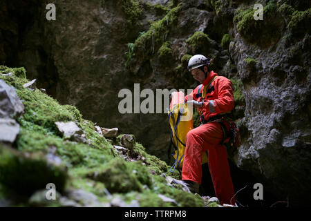 Höhlenforschung in Spanien Stockfoto