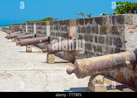 San Lucas, Teil der Wände und Kanonen in der Altstadt, Cartagena, UNESCO-Weltkulturerbe, Bolivar Abteilung, Kolumbien Stockfoto