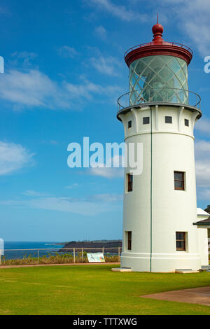 Die Daniel K. Inouye Kīlauea Point Lighthouse, am Kilauea Point National Wildlife Refuge auf der hawaiianischen Insel Kauai Stockfoto