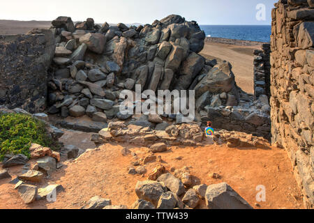 Bushiribana Gold Mill Ruinen, Aruba Stockfoto