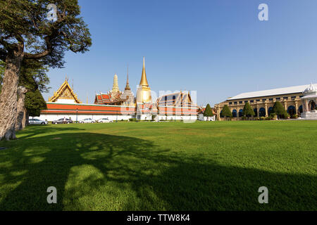 Bangkok Thailand: - Feb 2, 2018: - Wat Phra Kaew, Tempel des Smaragd Buddha, volle offizielle Bezeichnung Wat Phra Si Rattana Satsadaram in Bangkok, Thailand Stockfoto