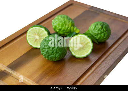 Frisches Obst Bergamotte mit halbiert auf Holz Tisch. Stockfoto