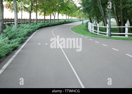 Straße im Park mit Pfeil Zeichen zeigen die Richtung der Bewegung Stockfoto