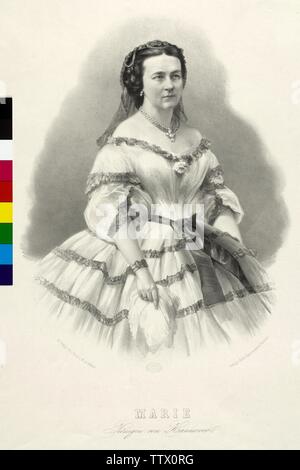 Marie Königin von Hannover, Lithographie von W. Jab basierend auf einem Foto, Additional-Rights - Clearance-Info - Not-Available Stockfoto