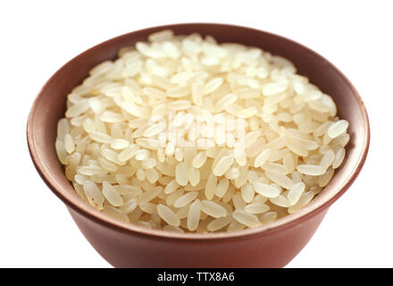 Parboiled Langkornreis in Schale closeup Stockfoto