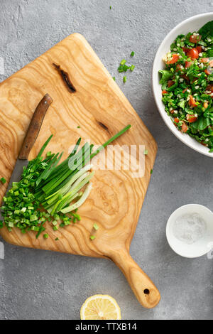 Zutaten kochen Sommer Salat tabouli Gesundes Essen Top View Stockfoto